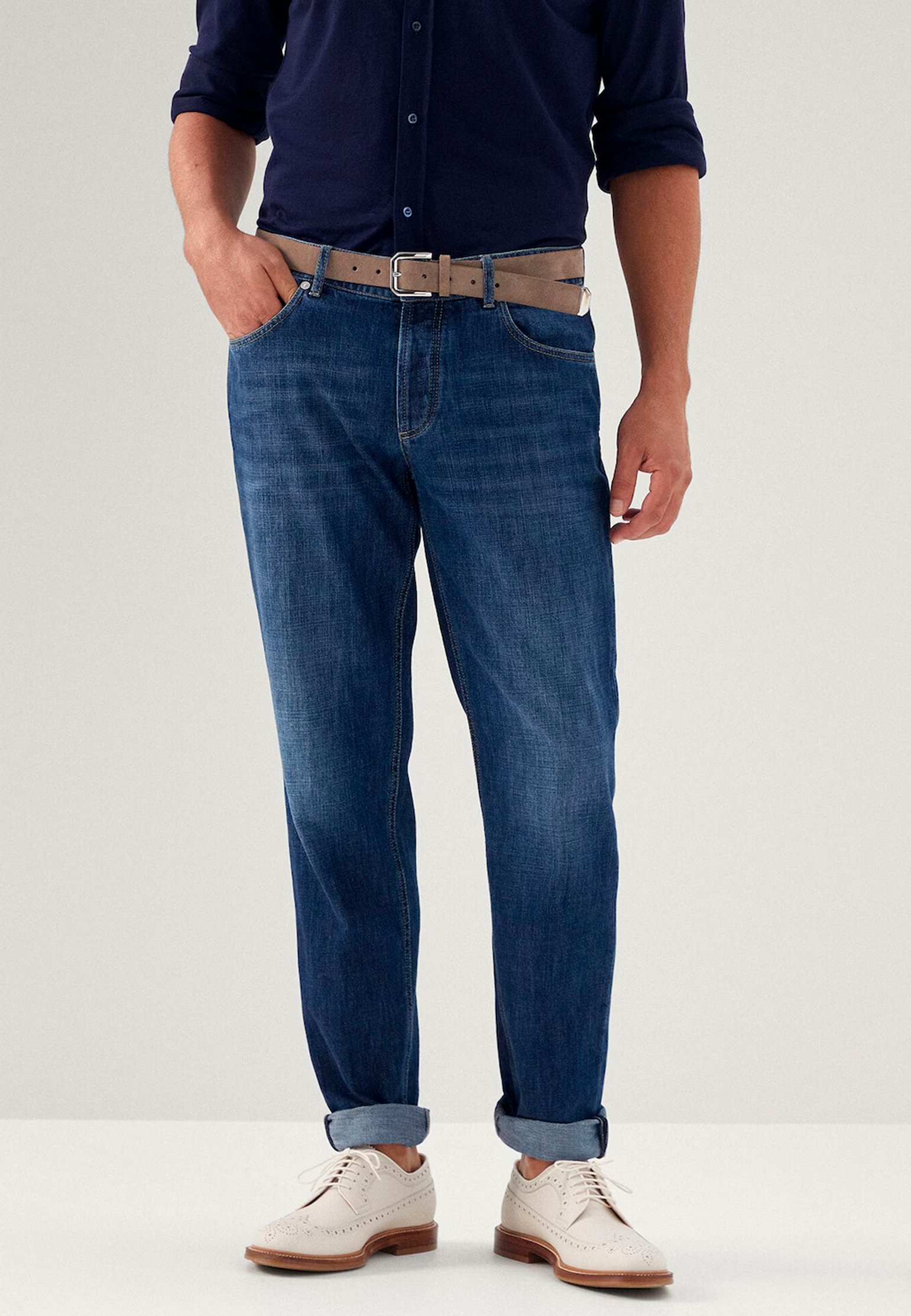 Pantalone BRUNELLO CUCINELLI Color: blue (Code: 1513) in online store Allure