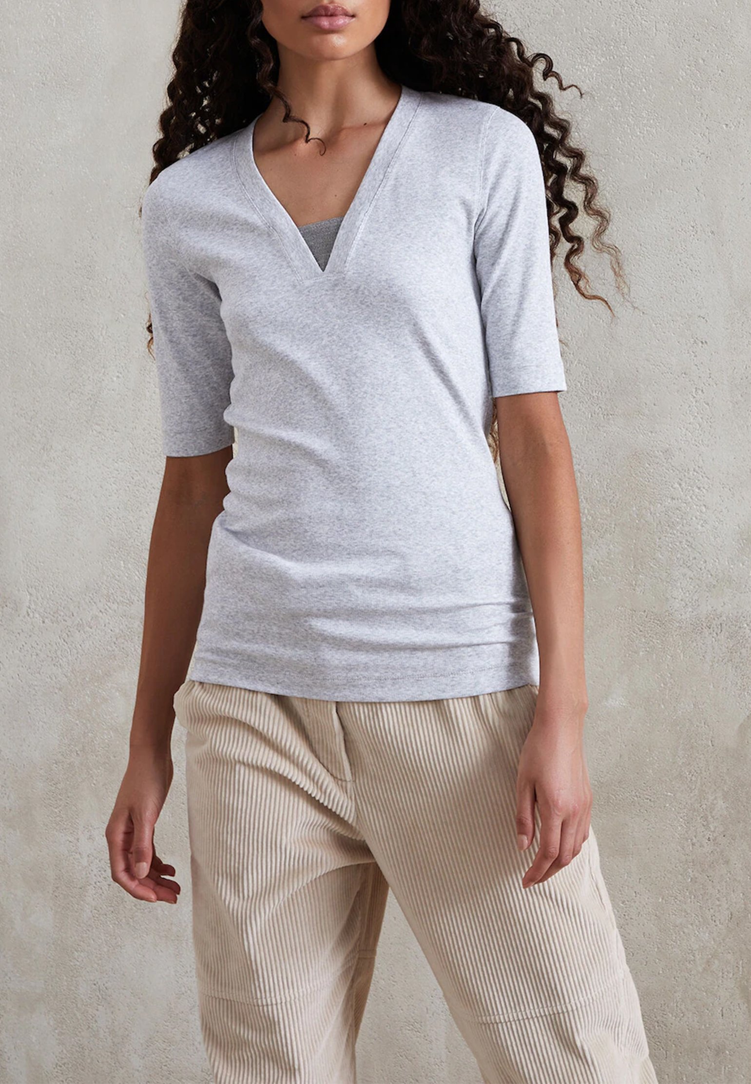 T-Shirt BRUNELLO CUCINELLI Color: grey (Code: 638) in online store Allure